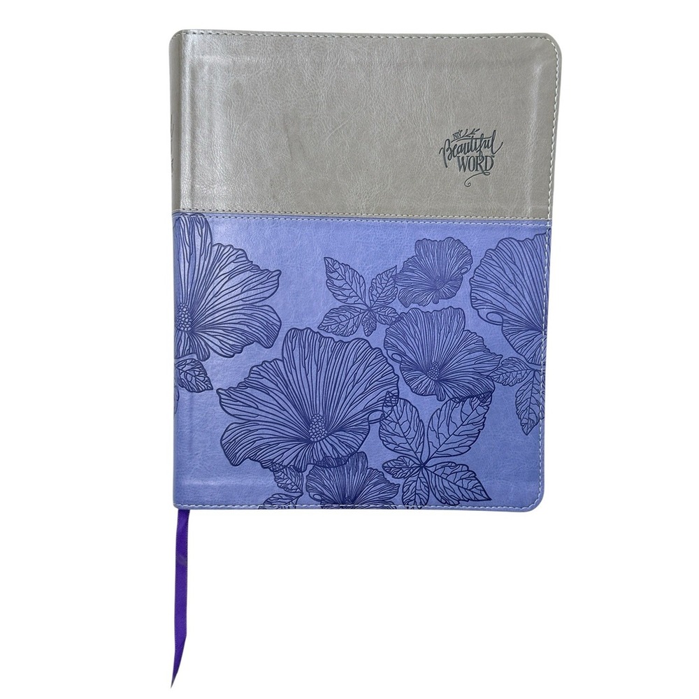 NIV Beautiful Word Coloring Bible Large Print Leathersoft Purple Gray